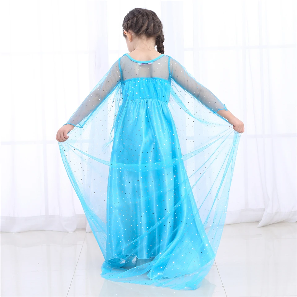 New Year Elsa Anna Princess Dresses for Girls Children Clothing Long Cloak Baby Girl Snow Queen Dress Crown Magic Stick Gold Wig | Детская