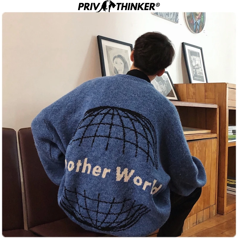 Privathinker Мужские жаккардовые 3 цвета осенне-зимние свитера мужские корейские модные пуловеры с круглым вырезом Топ Мужская теплая одежда свободная