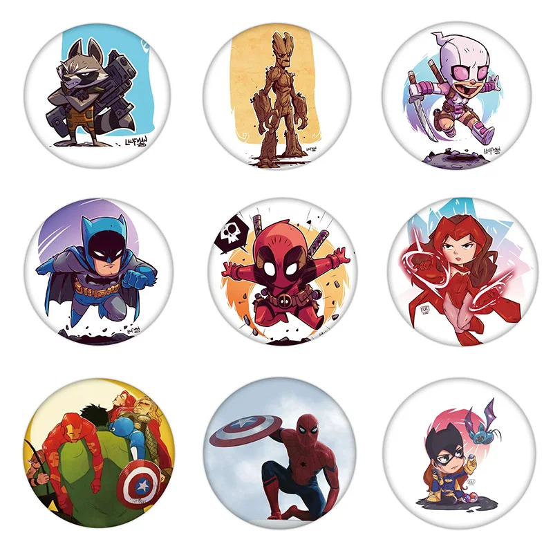 9 шт оптом микс мультфильм Марвел герой значок пластиковые Броши летучая мышь