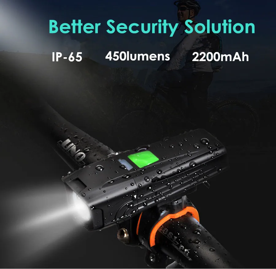 450LM USB Rechargeable Smart Bicycle Light Induction 2200mAh Bike Front Headlight Flashlight With Riding Taillight | Спорт и