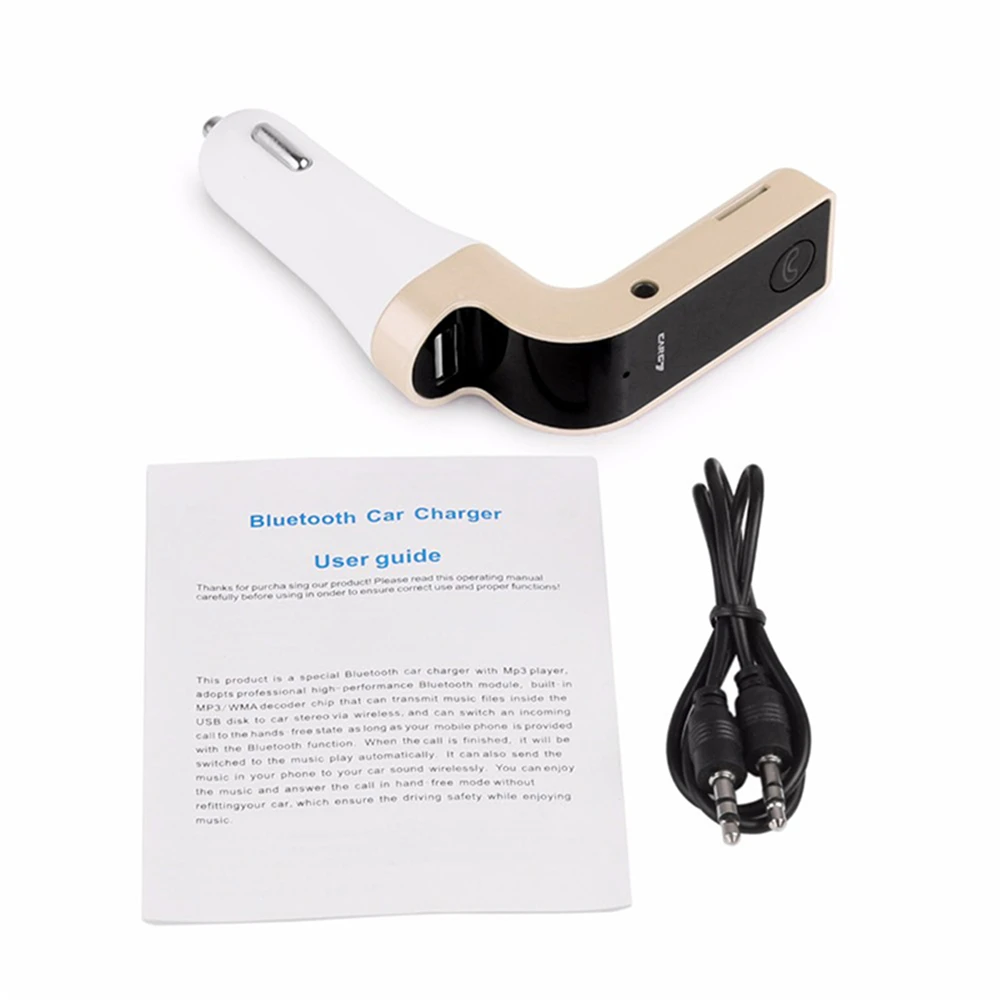 4-в-1 Hands Free Беспроводной Bluetooth FM передатчик G7+ AUX модулятор Автомобильный комплект MP3 плеер SD USB ЖК-дисплей автомобильные аксессуары 4