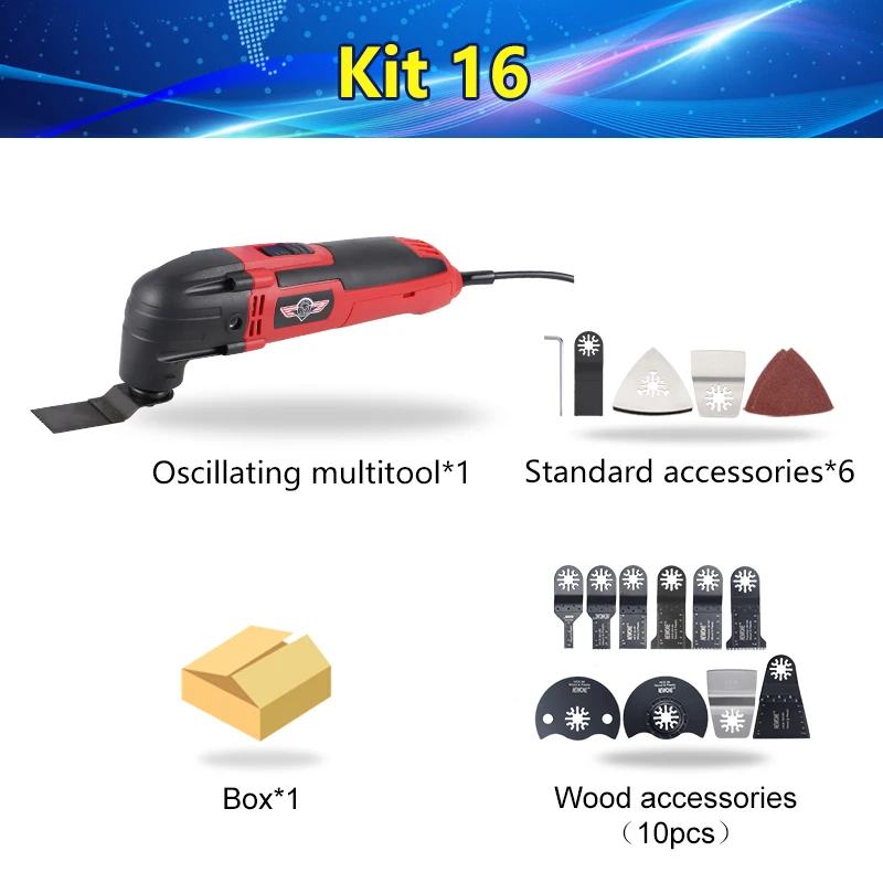 Wood Working set МНОГОФУНКЦИОНАЛЬНЫЙ электроинструмент электрический триммер, Реноватор пилы 300 Вт Multimaster Осциллирующий Инструмент с ручкой, DIY обустройство дома - Цвет: Wood Working set