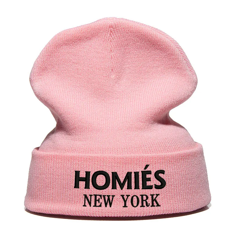 Beanie шляпа Skullie Кепки смутная зима вышивка в стиле панк Для мужчин Для женщин подростков уличных танцев забавные по заказу покупателя хип-хоп-; домашняя одежда - Цвет: Розовый