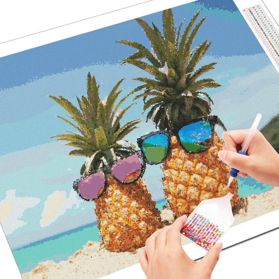 EverShine 5D DIY Diamond Painting Pineapple Picture Of Rhinestones Embroidery Full Square Mosaic Sandy Beach Wall Decor|Алмазная