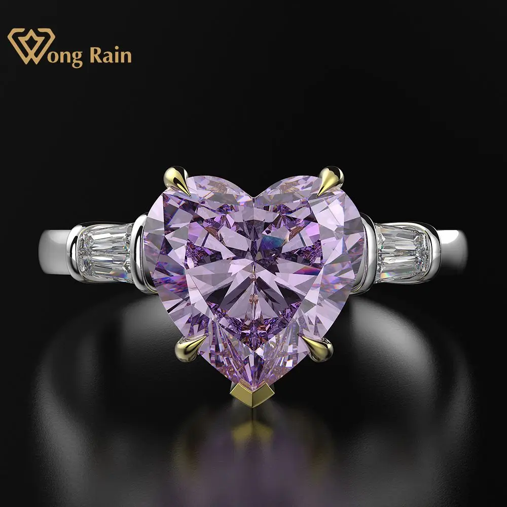 Wong Rain 100% 925 пробы Серебряное обручальное кольцо с аквамарином и