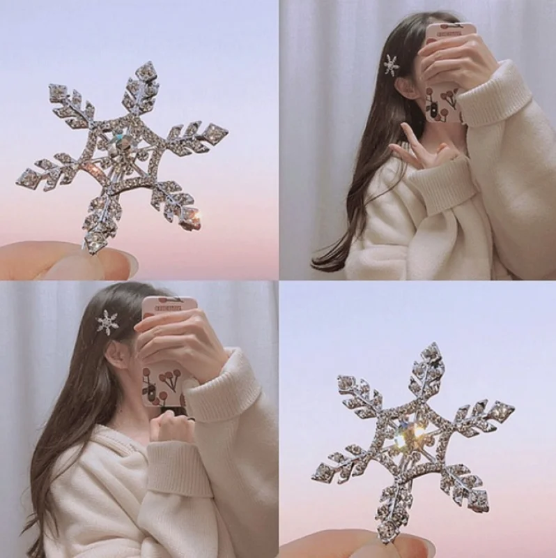

Snowflake Rhinestone Hairpins Hair Accessories For Women Girl