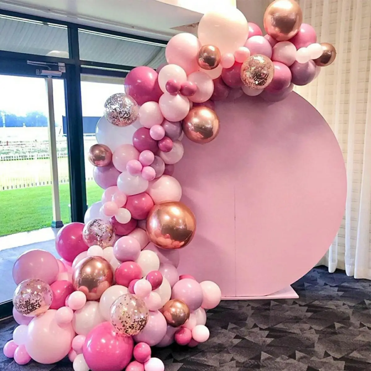 Kit de arco de guirnalda de globos de albaricoque rosa, decoraci&oacute;n de fiesta de cumplea&ntilde;os y boda, globos de l&aacute;tex de confeti para ni&ntilde;os, globos de decoraci&oacute;n para Baby Shower-4