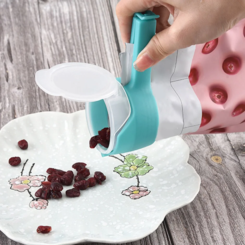

4pcs Seal Pour Food Storage Bag Clip Food Sealing Clip Effect Clamp With Large Discharge Nozzle For Storage Food Kitchen Tools
