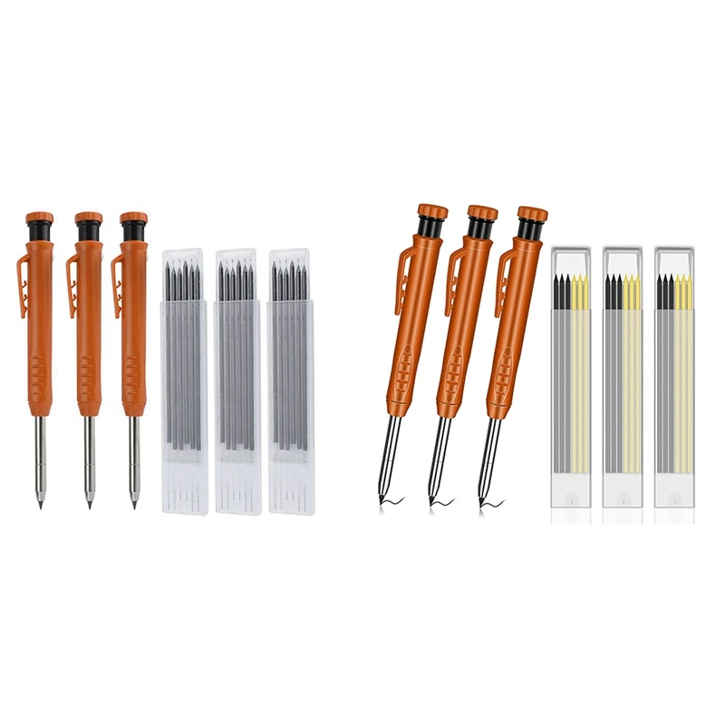 

Solid Carpenter Pencil Set with 18 Refill Leads Built-in Sharpener, Mechanical Pencil Marker Tool
