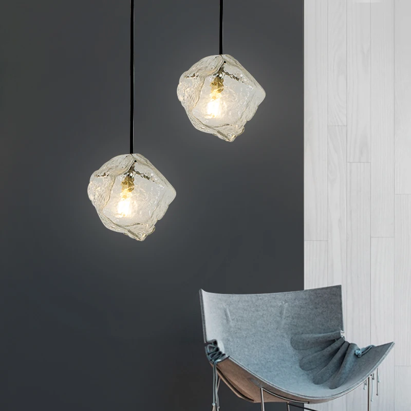 Goedkoop Moderne Minimalistische Kroonluchter Ice Cube Creatieve Persoonlijkheid Restaurant Verlichting Woonkamer Slaapkamer Art Glas Venster Kroonluchter