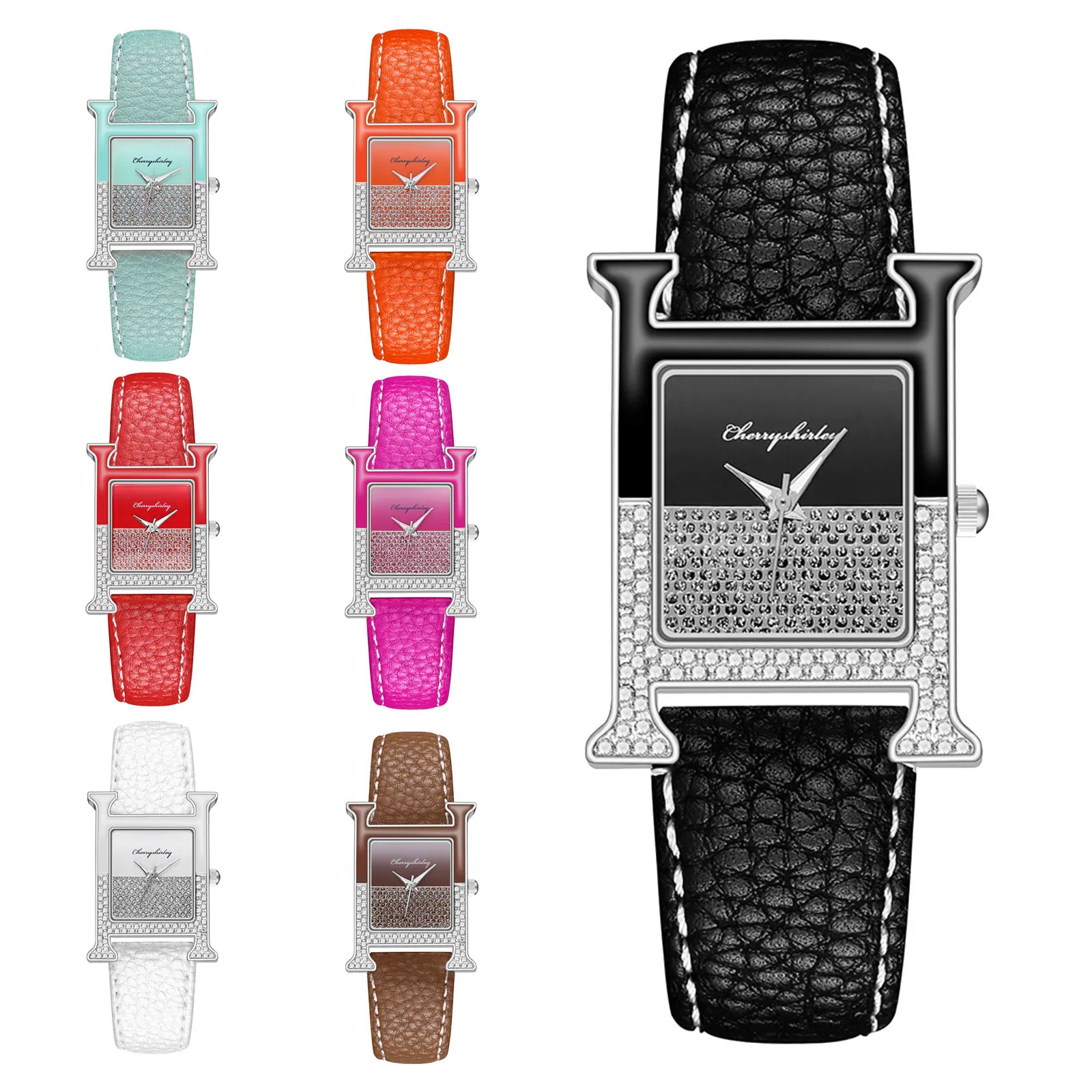 

VANSVAR Ladies Quartz Watch Casual Leather Strap Analog Watch Rhinestone Luxury Montre Femme Reloj De Mujer Present