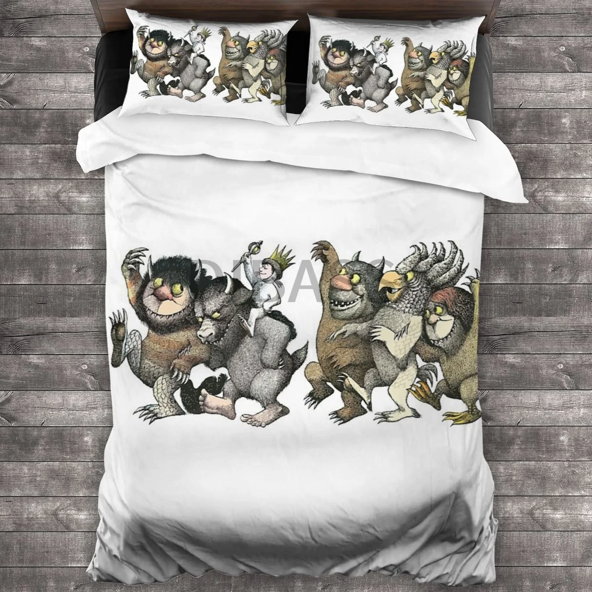 

Wild Things Romp Graphic Comforter Set with 2 Pillowcases，Soft Microfiber Bedding Set Duvet Cover