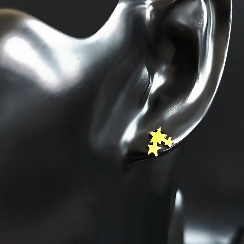 Женские круглые серьги из нержавеющей стали набор 6 пар серег золотого цвета E612879