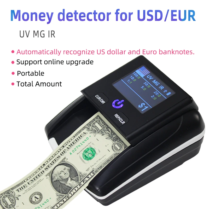Портативный детектор банкнот автоматический UV MG IR для подсчета и обнаружения
