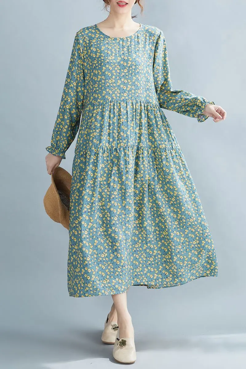 

COIGARSAM Patchwork Women dress New Spring Full Sleeve O-Neck Dresses 9319