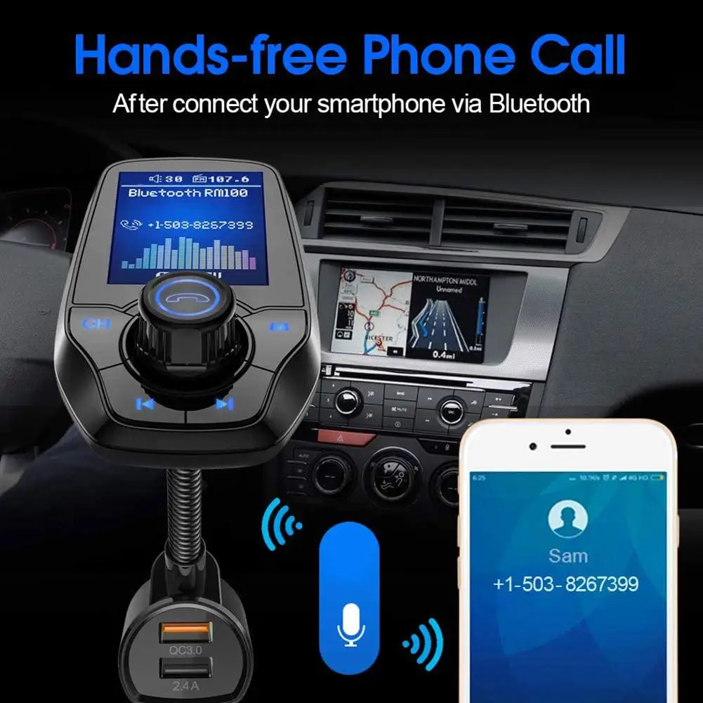 Автомобильный MP3-плеер T26D с большим цветным экраном 12-24 В Bluetooth быстрое зарядное