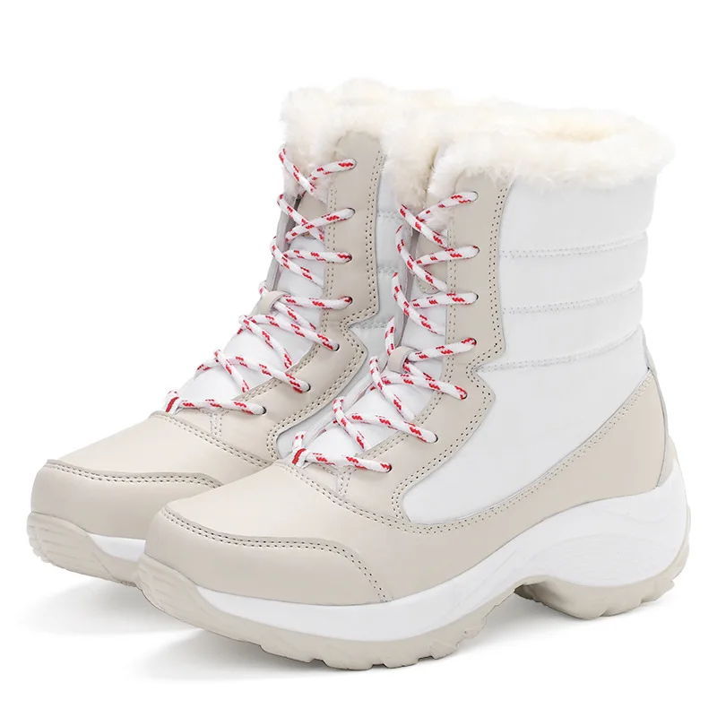 

2021 Women Boots Waterproof Winter Shoes Women Snow Boots Platform Keep Warm Ankle Winter Boots With Thick Fur Heels Botas Mujer