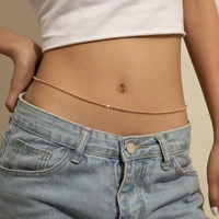 fashion trend hip hop style metal bead chain waist chain womens retro geometric bead single layer body waist chain