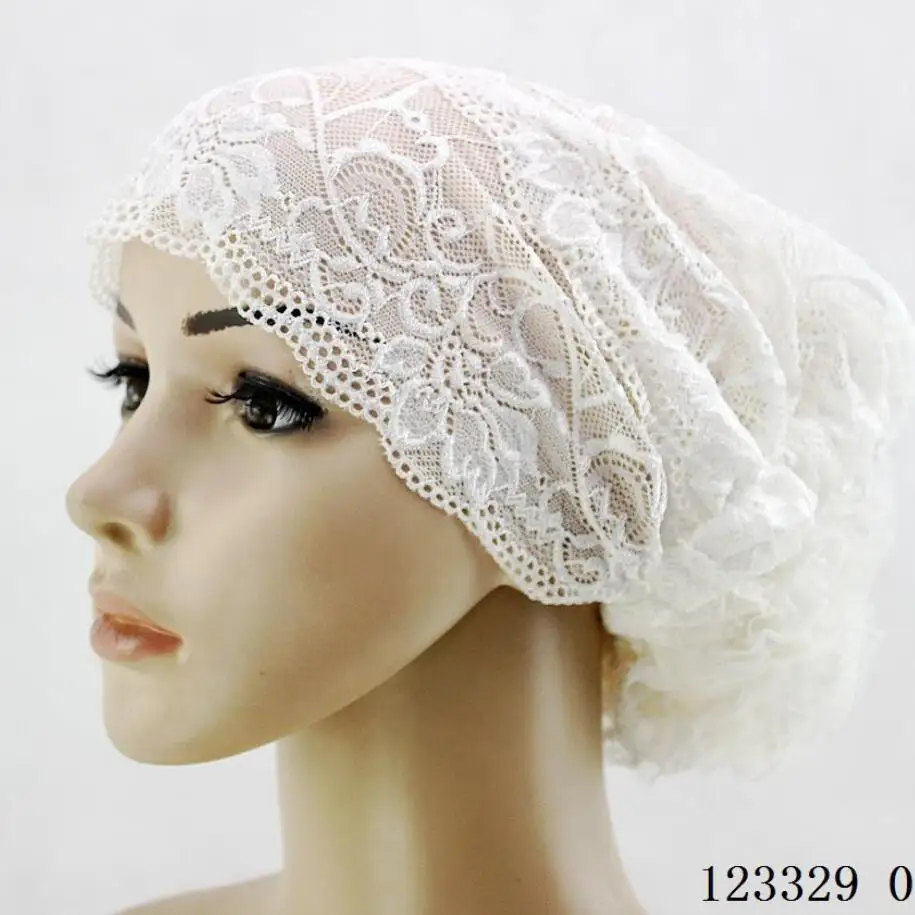 Кружевная мусульманская внутренняя Женская хиджаб шапка исламский шарф белый
