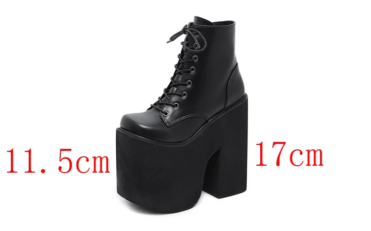 17cm Heel Motorcycle Boots Black Ankle Boots For Women Punk Cosplay Boots Fashion Goth Platform Boots Autumn Women High Heels