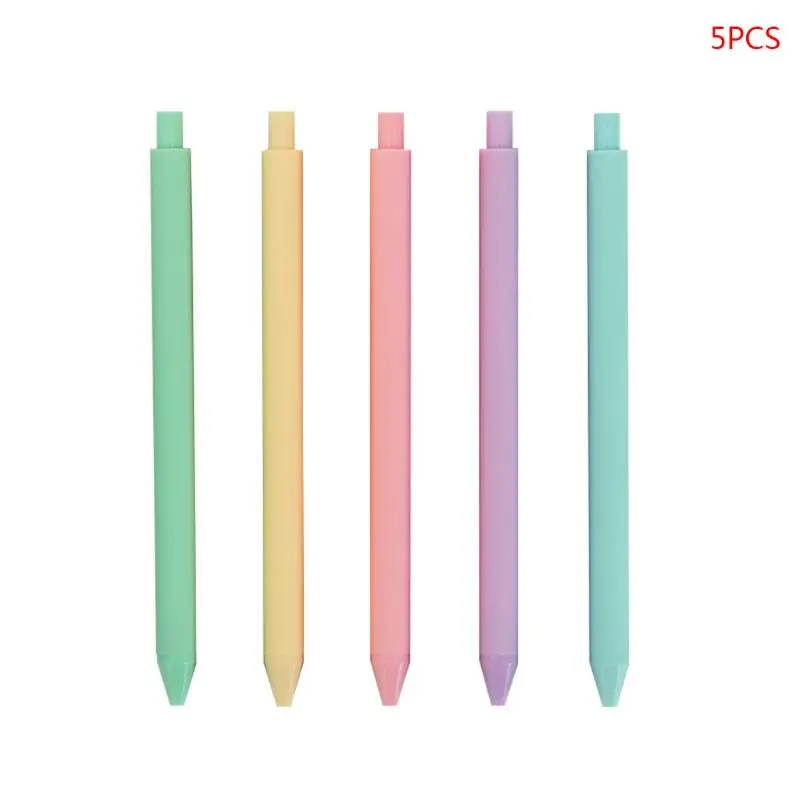

5pcs Candy Color Signing Neutral Gel Pens 0.5mm Black Ink Journal Student Office U1JA