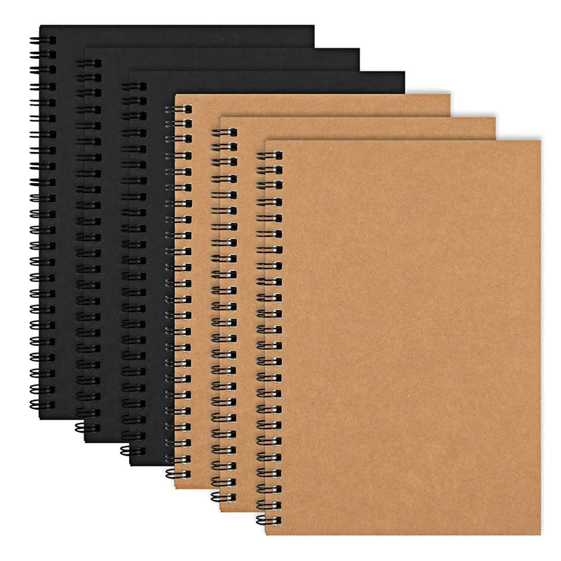 

6 Pack A5 Soft Cover Spiral Notebook Journal, Blank Sketch Book Pad Diary Notebook Planner with Blank Paper