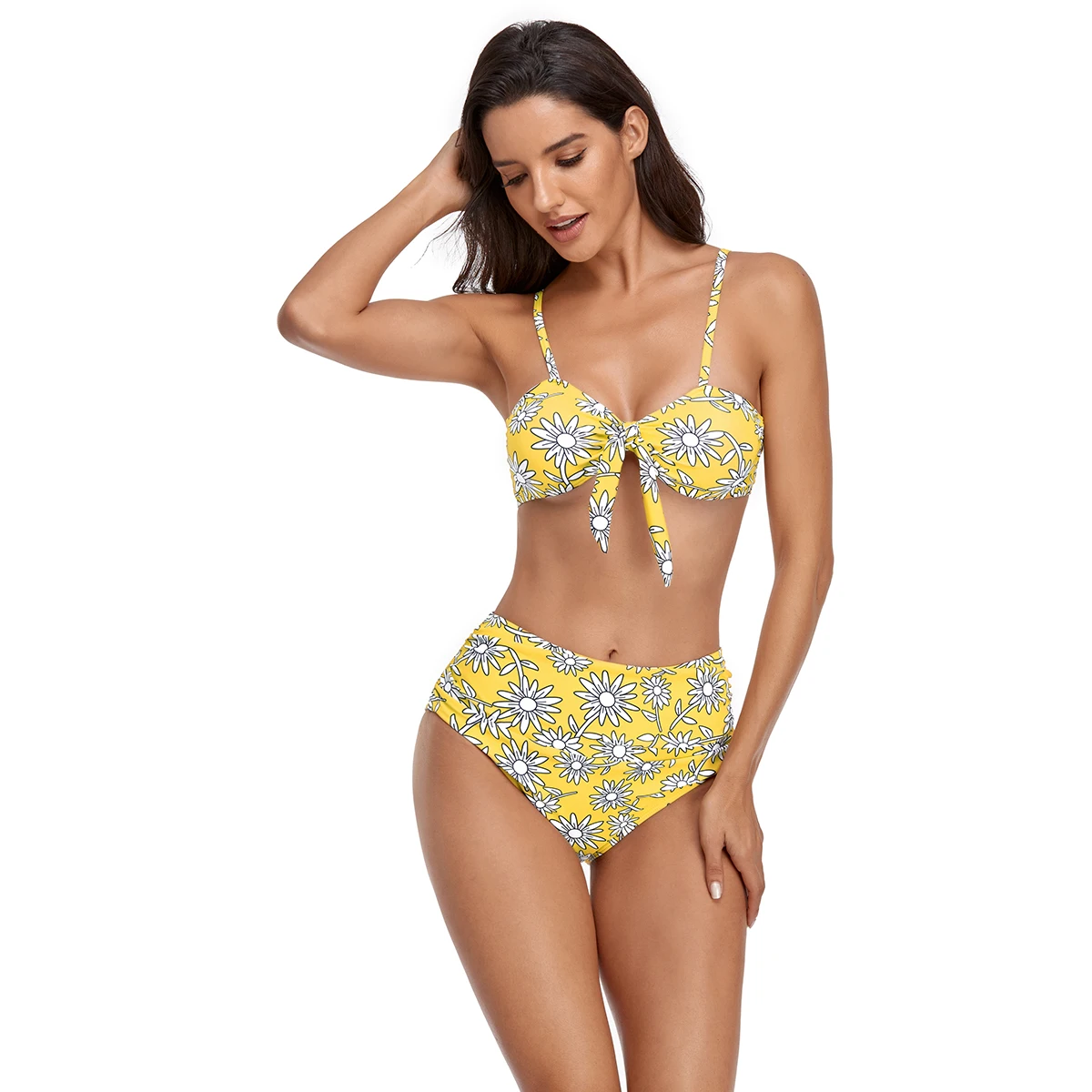 

Bikini Swimwear Women Swimsuit 2021 High Waist Bikini Set Push Up Front Knot Bathing Suit Women Summer Beach wear Biquini