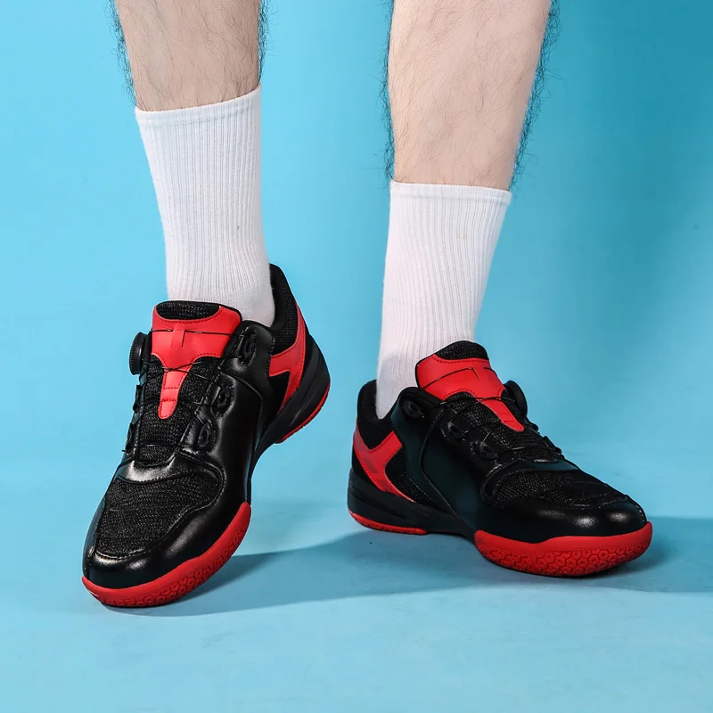 Professional Adjust-buckle Badminton Shoes Men Tennis Sneakers Mesh Athletic Sneakers For Men Anti-slip Sport Table Tennis Shoes