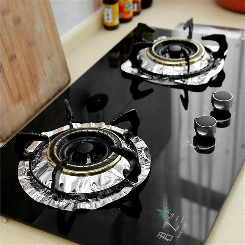

10 Pcs Gas Stove Aluminum Foil High Temperature Resistant Oil Pan Cleaning Pad Defense Oil Pad Gas Stove Mat Kitchen Accessories