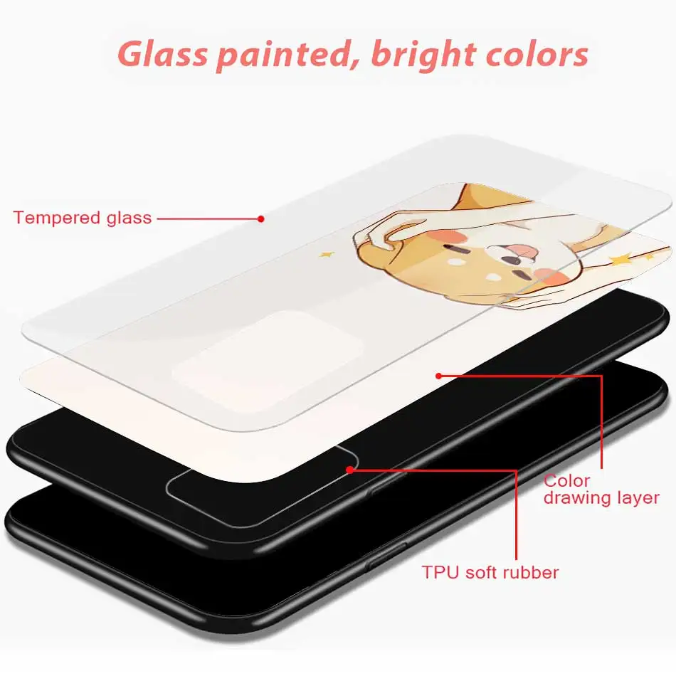 

Tempered Glass Phone Case For Samsung Galaxy A51 A71 A50 A70 A21s A31 A41 A30 A40 A10 A20 Cute Corgi Dog Back Cover Coque Capa