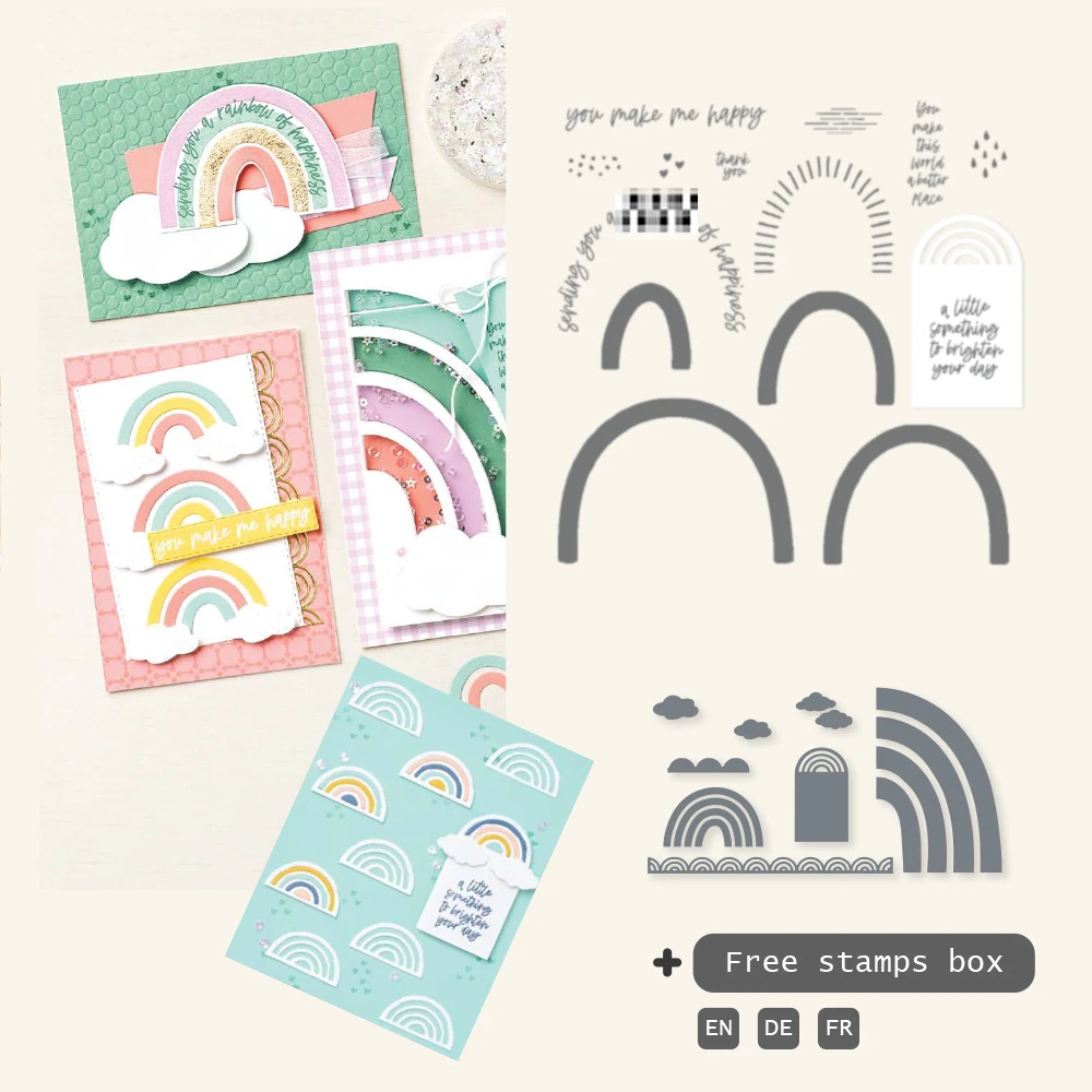

Sunny Sky Rainbow Brige Metal Cutting Dies Clear Stamp for DIY Scrapbooking Stencil Cutting Dies Template Stamps For Card Diary