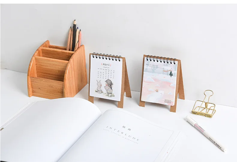 Год Kawaii мультфильм Животные Настольный календарь DIY крафт-бумага мини-календарь планировщик расписаний,08-,12