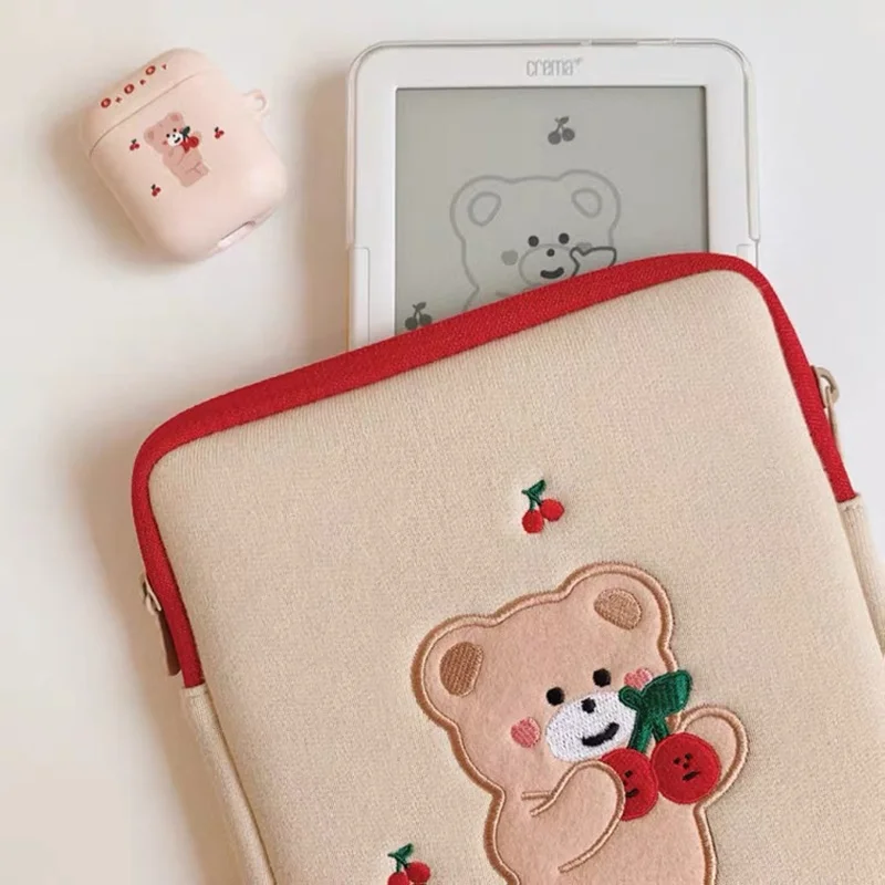 

New Korea Cherry Bear Laptop Bag 11 12 13 Apple Ipad Sleeve Case Bag For Macbook Air Pro 13 15 Dell Asus HP Acer Laptop Case