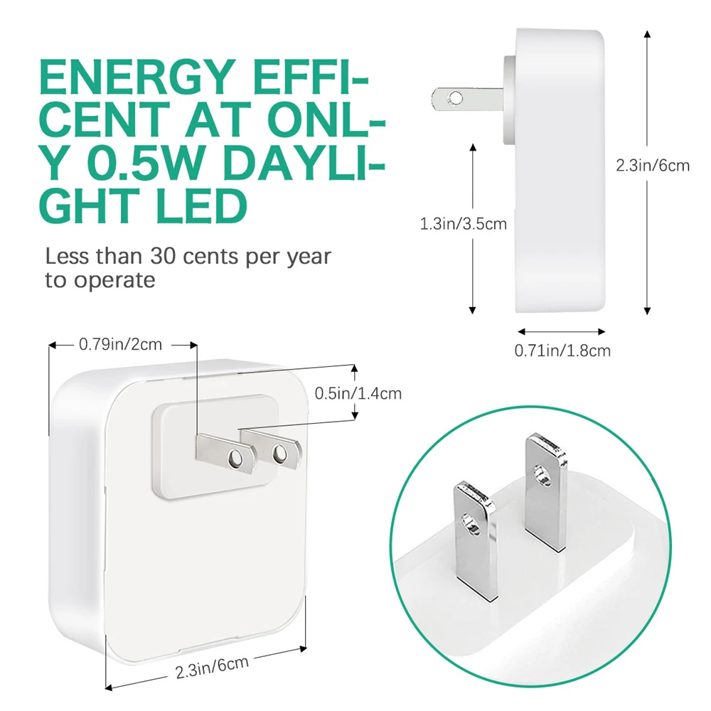 

6Pcs Light Control Auto Sensor Night Light LED Energy Saving Lamp EU US Plug Nightlight for Kids Bedroom Wall Lamp Socket Lamps