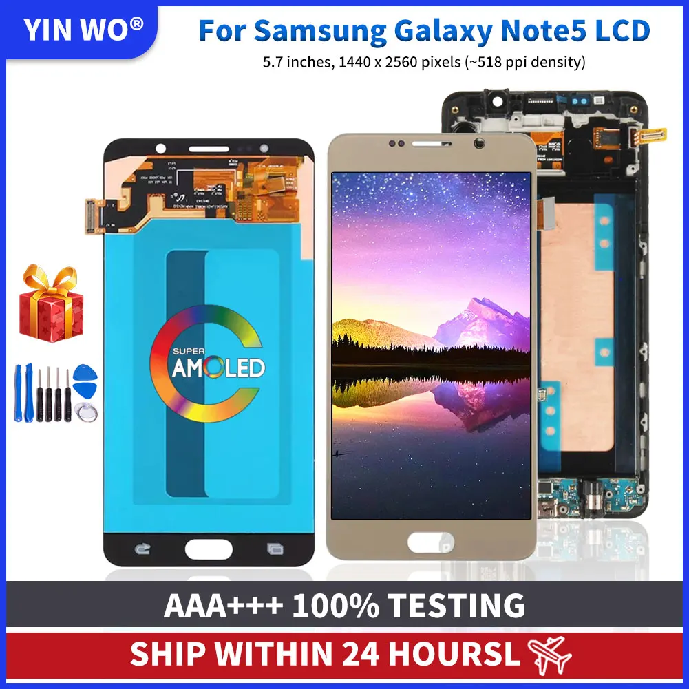 

N920I Original Panels For Samsung Galaxy Note 5 LCD N920A N920G N920T Display Touch Screen Digitizer Assembly Replacement Parts