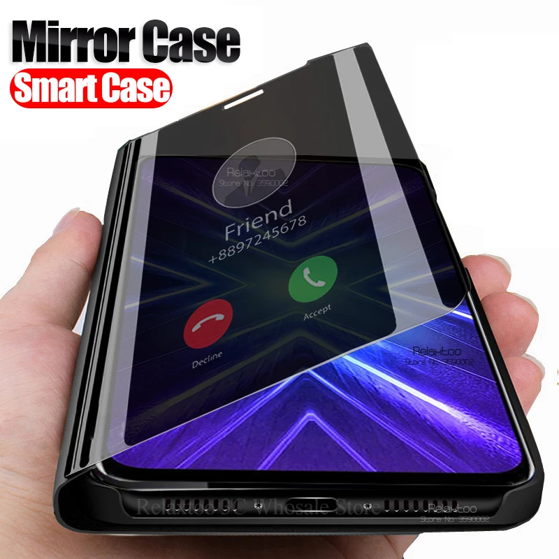Умный зеркальный чехол для телефона honor 9x huawei 9 x премиальный с откидной крышкой и