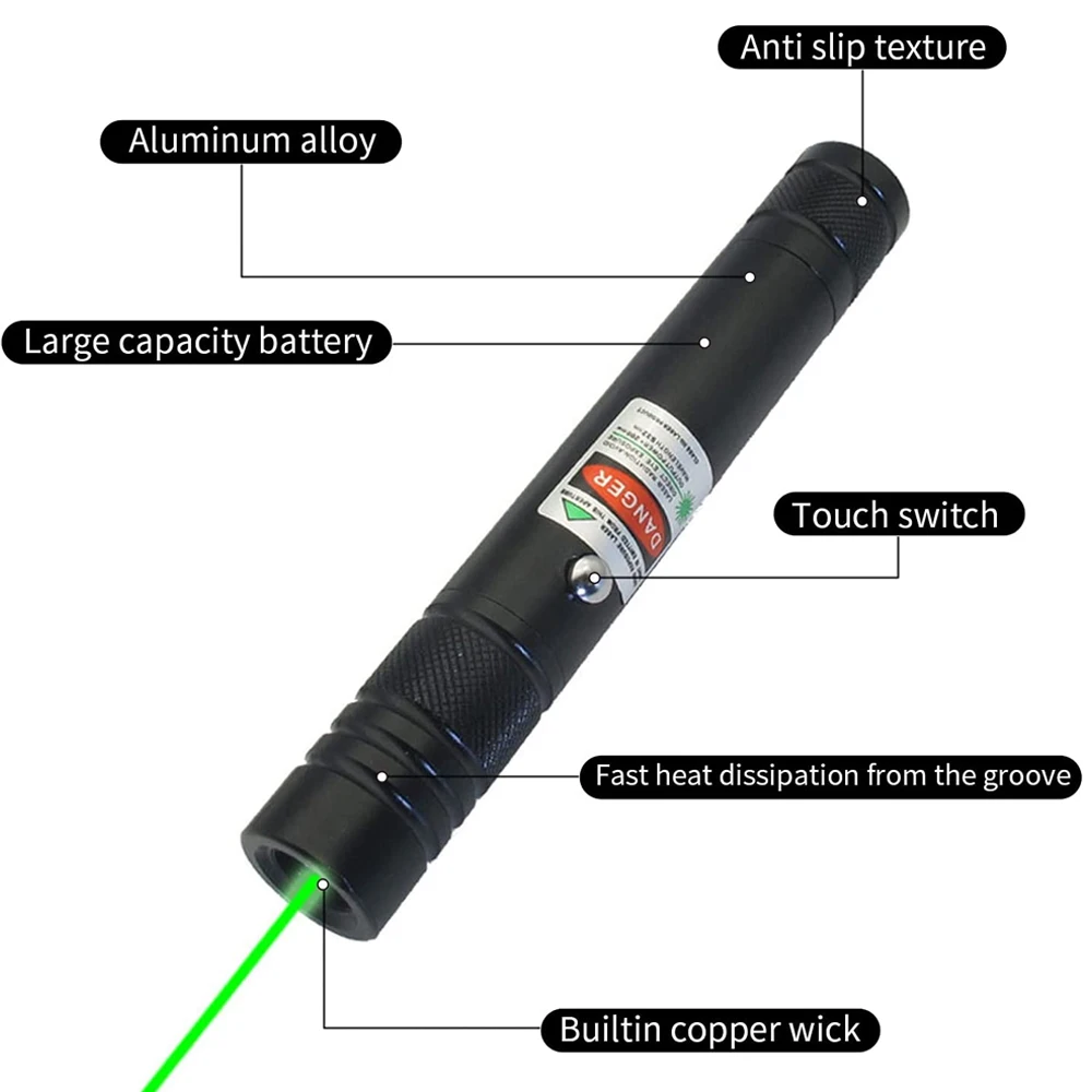 Зеленая лазерная указка USB перезаряжаемая фокусировка лазерный прицел мощный