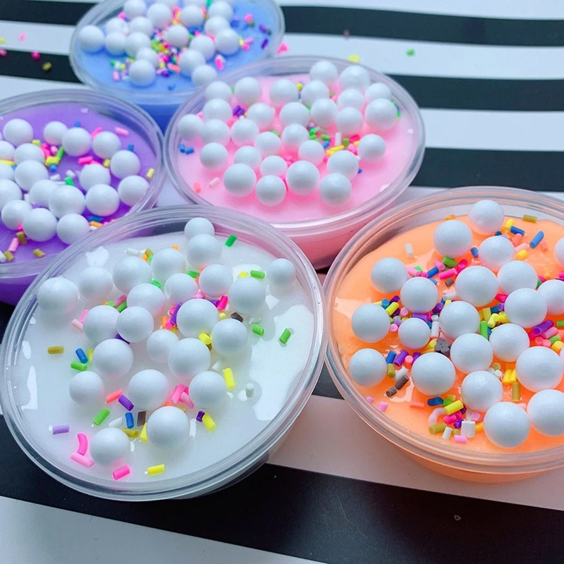 Глиняный слайм Новинка игрушка пластилин Нетоксичная грязь пушистые бусины