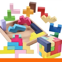 wooden tetris 3d puzzles children educational toys graph shape matching games montessori intelligence developing learning gift