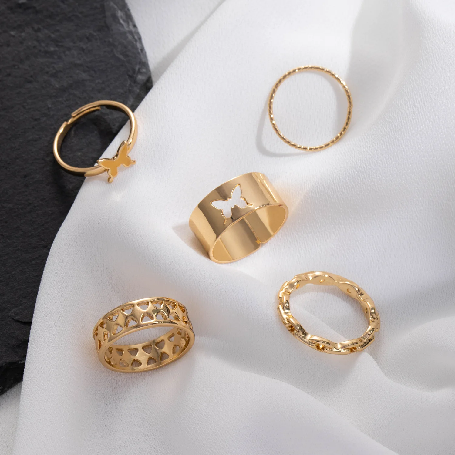 Простое кольцо-цепочка из сплава 5 штук кольцо-бабочка в стиле ретро кольцо с