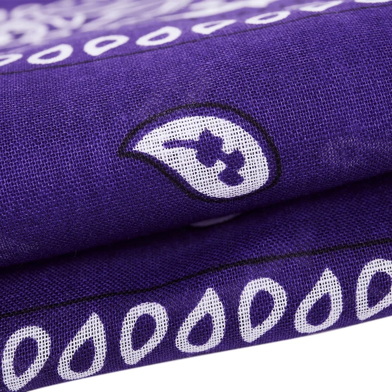 

Bandana scarf with square black white paisley pattern on both sides