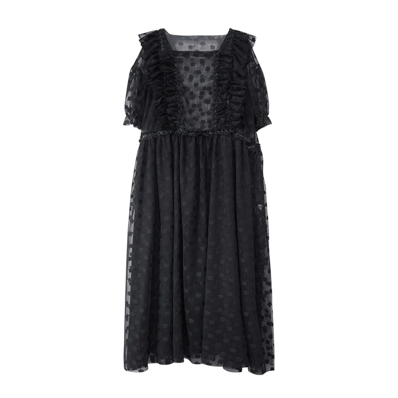 

imakokoni original design black flower mesh dress simple wild skirt female summer new 203023L size is sold out