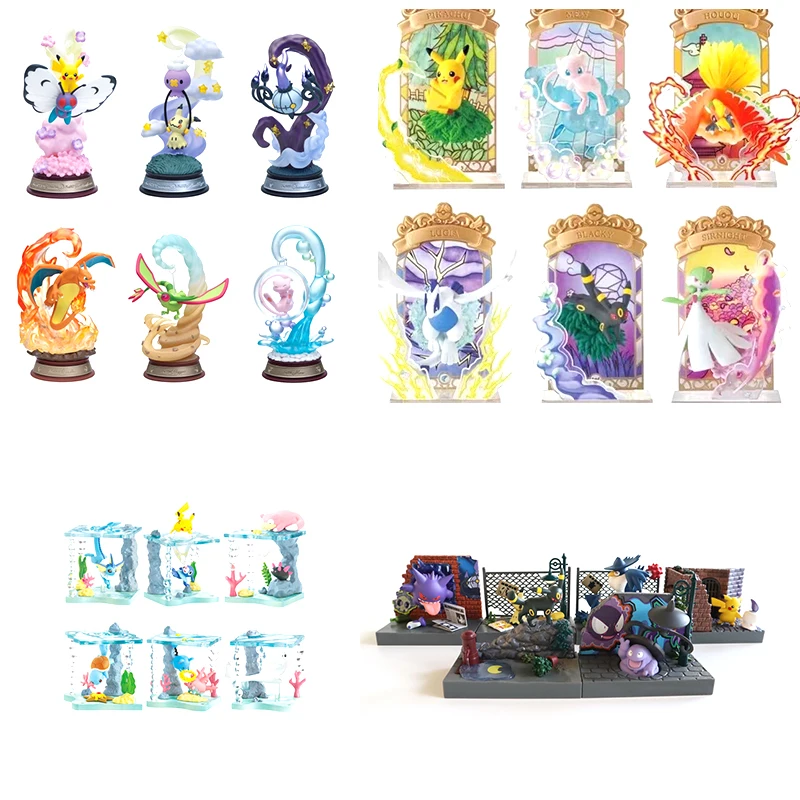 

6pcs/setbilnd box Pokemon Town Collection Figure Gengar Grimer lampent Litwick Murkrow Honchkrow Mimikyu Umbreon