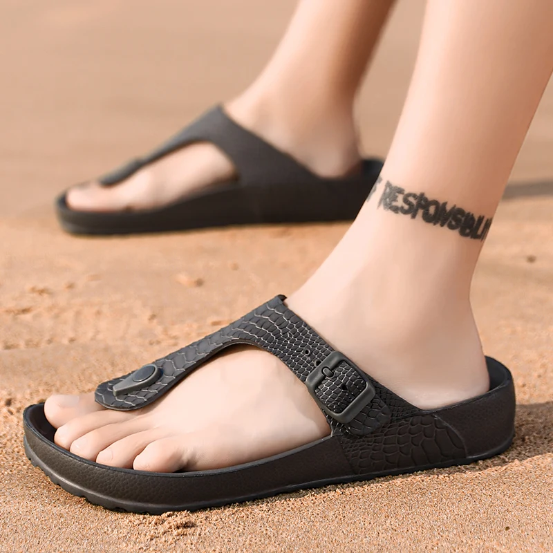 

Summer Beach Slippers Men Flip Flops Outside Shower Room Outdoor Alippers Soft Erkek Ayakkabilari Non-slip Mens House Slippers