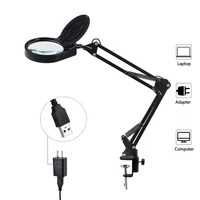 2022 foldable desk light magnifier 8x15x usb led magnifying glass illuminated magnifier lamp loupe readingreworksoldering
