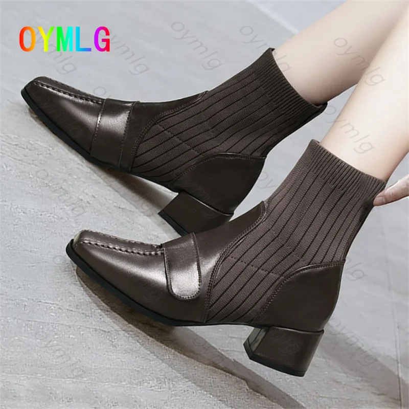 

Martin boots women's short boots women's autumn and winter 2021 new fashion British style thin boots flying knit socks shoes