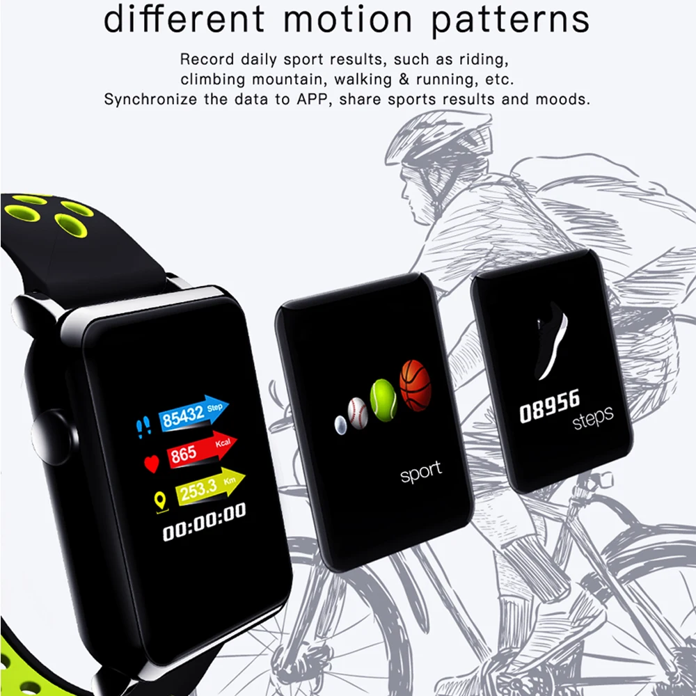 BINSSAW Новинка 2020 смарт-браслет 1 3 "цветной экран IP68 Смарт-часы FitnessTracker кровяное
