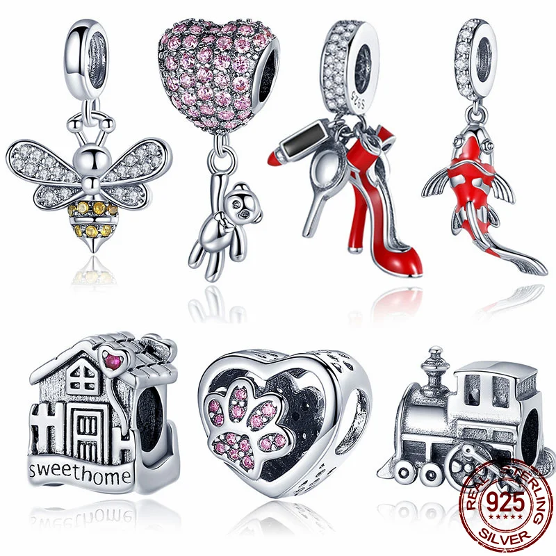 

CodeMonkey 925 Sterling Silver Heart Charm Bear Beads Fit Original 3mm Bracelets DIY Pendant Charm Jewelry Making C1054