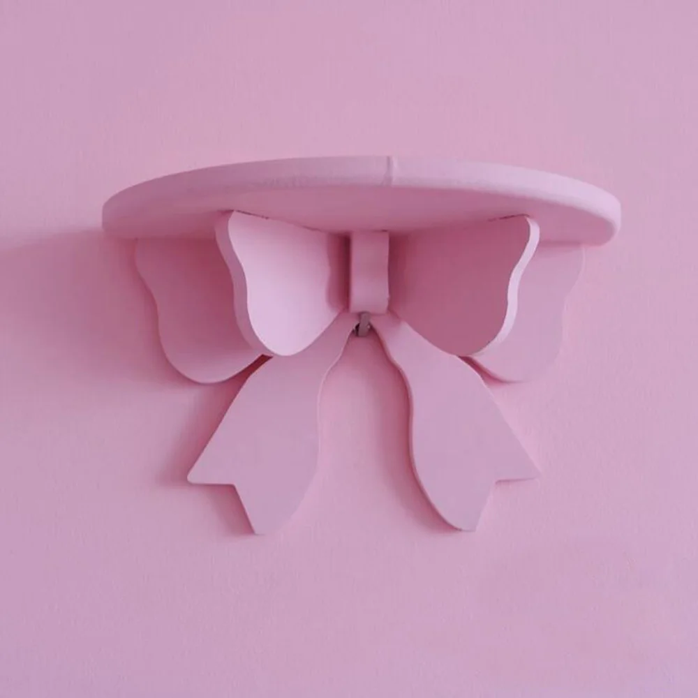 Декоративная деревянная настенная полка ручной работы в форме банта держатель