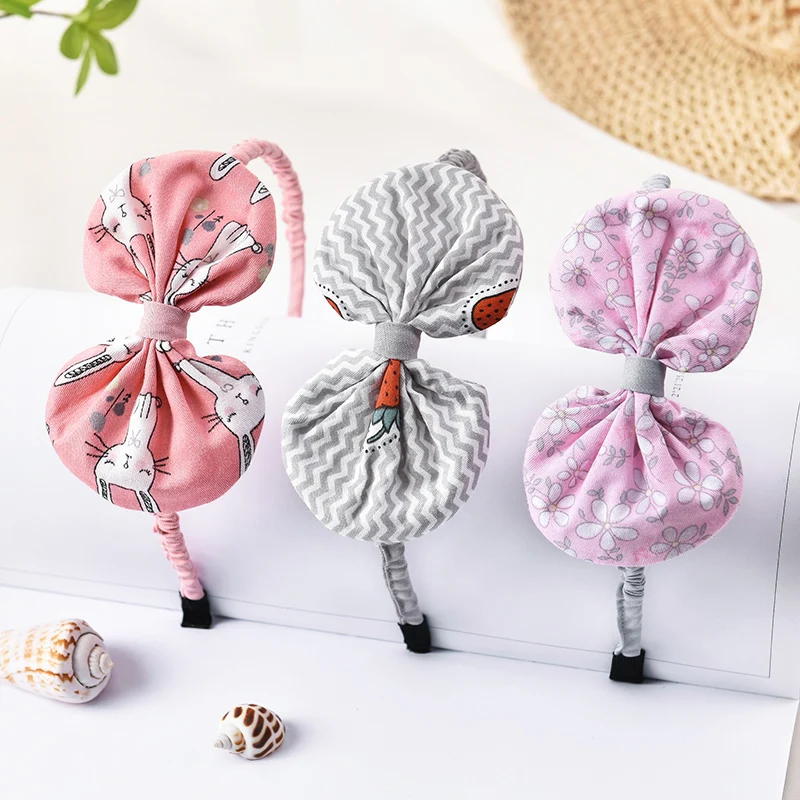 2020 модная Милая Детская мультяшная ткань принт бант обруч для волос мультфильм